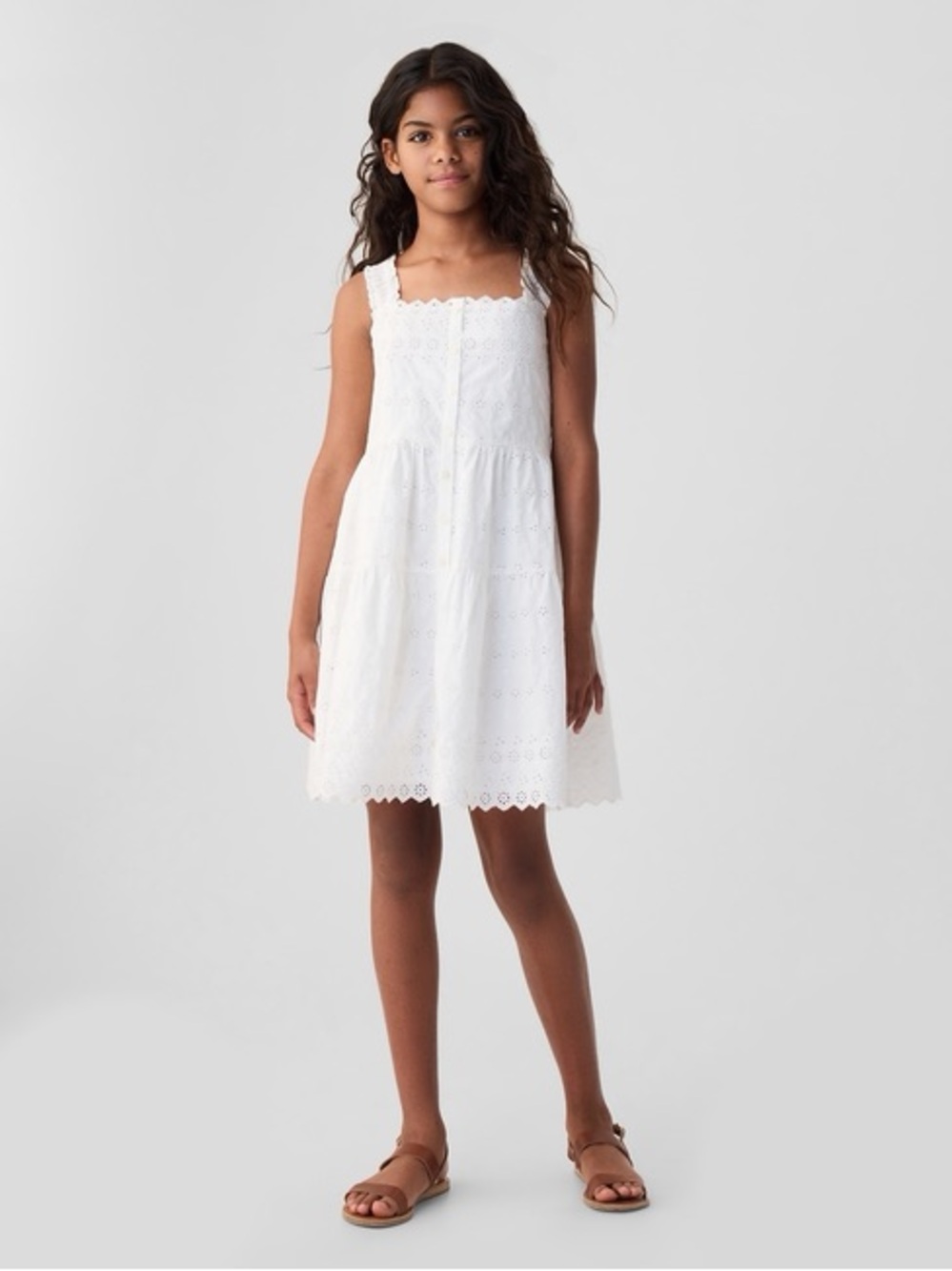 Gap X Doen Girls Eyelet Dress - White Designer Sundress for Girls